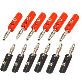 DXBNEZBC 6 Pairs (12 PCS) Banana Plugs Open Screw Type – 4mm Speaker Connectors for Speaker Cable, Amplifiers & Sockets – Red & Black Audio Connectors for Crystal Clear Sound