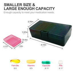 Weekly Pill Box Mini Storage Box, 7 Days Pill Case with Shell,Multi-Functional Clear Plastic Storage Containers Cute Travel Pill Organizer Case Portable for Pocket Purse Briefcase (Rainbow)