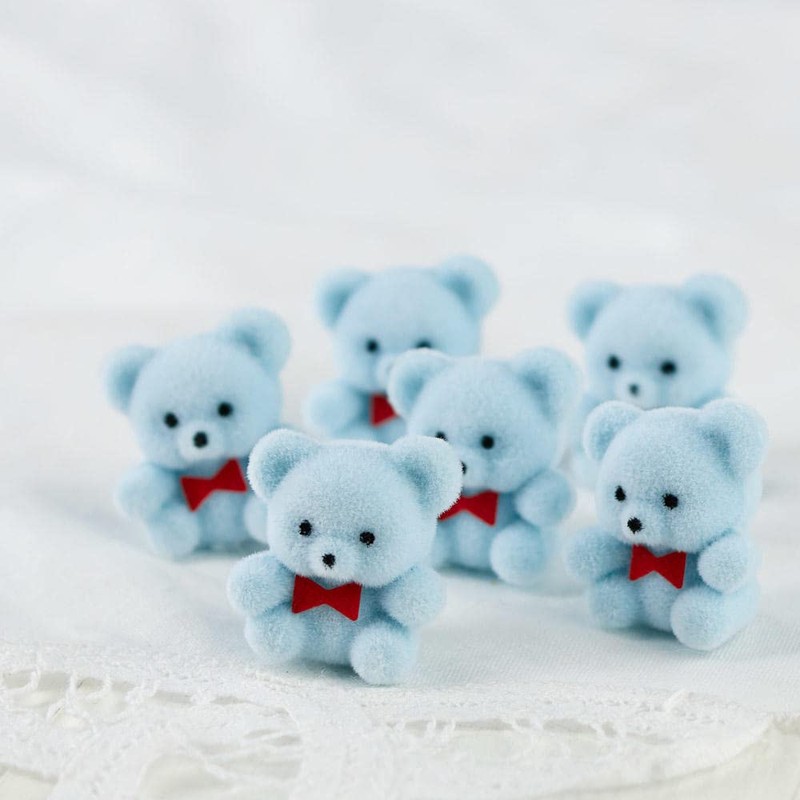 Factory Direct Craft Miniature Light Blue Flocked Teddy Bears |