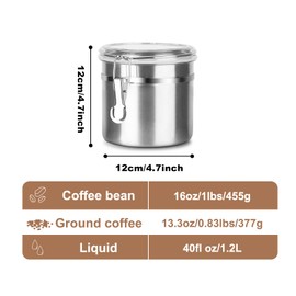 Walktosun Stainless Steel Food Container with Clear Lids Airtight Container Stackable Small Canisters Kitchen Pantry Storage for Cereal, Snacks, Candy, Herbs, Spices, Sugar, Tea (1.2L Silver)