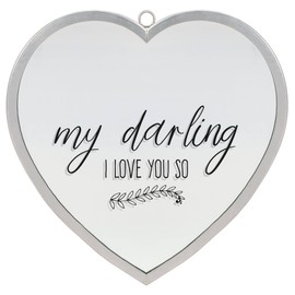 Dicksons Elanze Designs My Darling I Love You So Heart Shaped Silver 12 x 12 Metal and Glass Wall Mounted Mirror