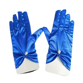 Short Satin Gloves for Women, Women's Gown Gloves, Bridal Gloves for Wedding, Dinner Party Opera Gloves (Blue)