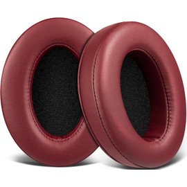 SOULWIT Protein Leather Earpads Cushions for Audio-Technica ATH M50X/M40X, HyperX Cloud/Alpha, SteelSeries Arctis, Ear Pads for Sony MDR-1ABT/1RBT/1RNC/7506, Turtle Beach Stealth 420X/600 - Burgundy