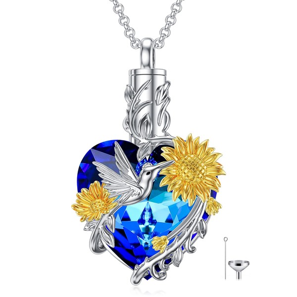 PROESS Urn Necklace for Ashes 925 Sterling Silver Rose Flower