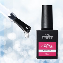 Top Gel Mrs. Non-Wiping Top Gel, 0.3 fl oz (10 ml), Non Wipe, Top Gel, Gel Nails, Clear Gel, Non-Wipe Gel, Mini Size, Compact