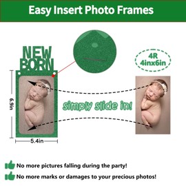 Striscione fotografico verde per il primo compleanno per neonate fino a 12 mesi, decorazione per feste, decorazione mensile per fotografie, decorazione per feste di primo compleanno