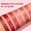 Conjunto De 6 Unidades De Batom Glitter, Impermeável De Long