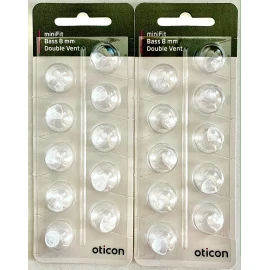 Oticon 2 Pack Oticon miniFit 8mm Bass Double Vent Domes For Hearing Aids/20 Domes Total