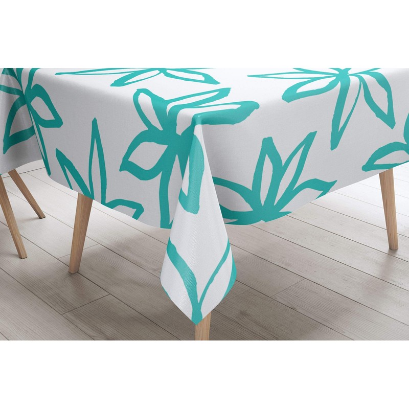 Bonamaison Kitchen Decoration Tablecloth Turquoise White 140 x 140 cm