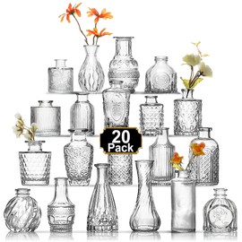 Arme 20 Pcs Bud Vase Set, Mini Vases for Flowers, Small Vintage Glass Vase for Centerpieces, Cute Clear Bud Vases for Home Flower Wedding Decorations