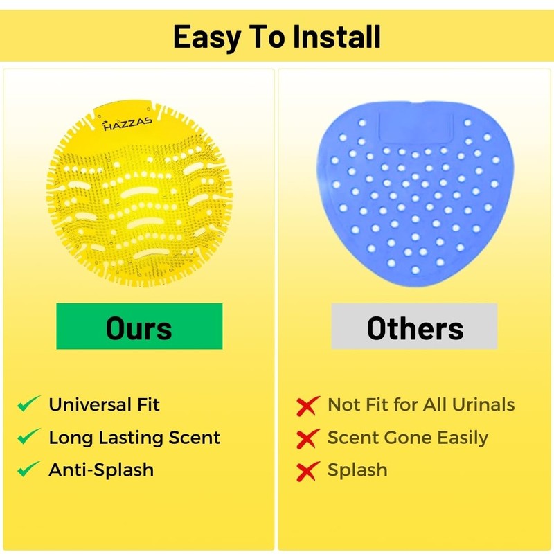 10 Pack of Hazzas Lemon Scented Urinal Mats - Ultimate