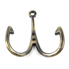 Vintage Fishing Wall Hook Metal Key Leash Towel Coat Hanger Antique Brass Nautical 5"