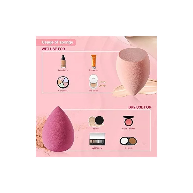Duaiu Esponjas Para Difuminado Mezcla De Maquillaje 4 Piezas Rosas