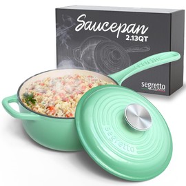 Small Sauce Pan with Lid, 2.13 QT Verde Chiaro (Light Green) Sauce Pot, Small Pot with Stay Cool Helper Handle and Tight-Fitting Lid-Segretto Cookware