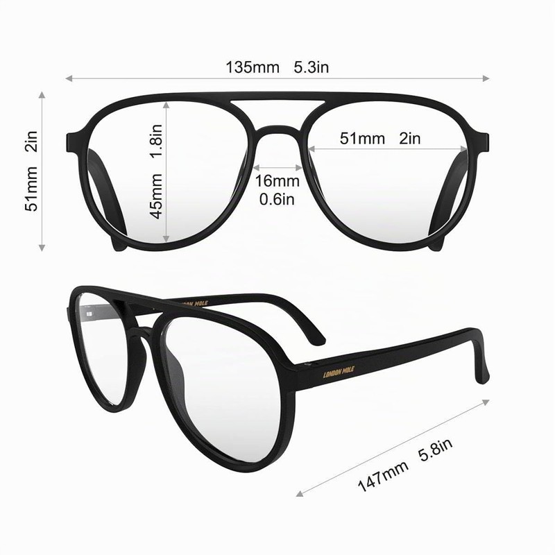LONDON MOLE Pilot Blue Light Safety Glasses | Cool Blue