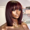 Jnymell Burgundy Pixie Cut Short Bob With Bangs Brazilian 99j