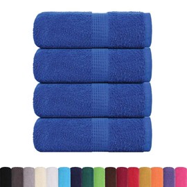 vidaXL Flannel Set of 4 Blue 30 x 30 cm 360 g/m² 100% Cotton Hand Towels, Terry Towels, Bath Towels, Bath Towels