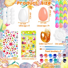 X Hot Popcorn 36Pcs Easter Egg Painting Kit Easter Basket Stuffers Egg Decorating Kit for Holiday Hunts Party Activities Festive Decorations