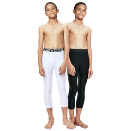 DEVOPS Boys 2-Pack 3/4 Compression Tights Sport Leggings Pants