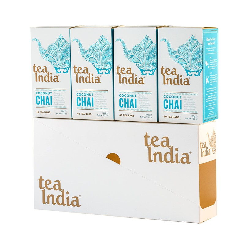 Tea India Chai Tea Bags (4 Packs of 40 Biodegradable