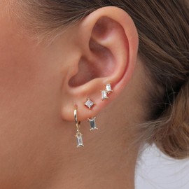 3 Pairs Silver Huggie Hoop Earrings Set Gold Huggie Earrings for Women Lightweight Hypoallergenic Heart Hoops Earrings Set Jewelry (Silver-04)