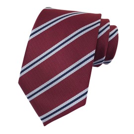 Ctskyte Men Stripe Burgundy Red White Jacquard Ties Formal Necktie For Big Boy Youth Son Dad