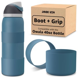 Jmoe USA Silicone Boot Sleeve + Hand Grip for Owala 40oz Water Bottle | BPA Free & Food-Grade Silicone Rubber | Protective Anti-Slip Bottom Bumper Cover | Protects Against Dents & Scratches (Denim)