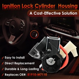Ignition Lock Switch Cylinder Housing, Compatible with Kia 2019-2021 Forte, 2020-2022 Soul, 2021-2023 Seltos, Replaces# 81910-M7110