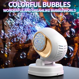 BOMOCO Bubble Machine Battery Operated Durable Bubble Blower Machine Automatic Bubble Machines for Kids Toddlers Parties Wedding Birthday Summer Outdoor Indoor Beach Christmas Favors, White