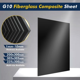 G10 200x300x2.0mm Fiberglass Composite Laminate Sheet, Glass Fiber Epoxy Resin Panel for DIY Craft 0.5-10mm Available (Black)