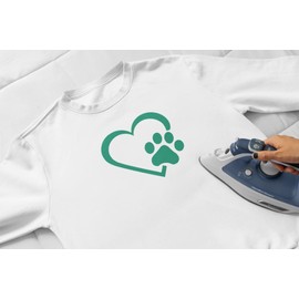 Dog Paw Iron On Transfer, Heart Paw, Dog Lover Gift, Dog Paw Print Decal, Heat Transfer, Iron On Decal, Fabric Iron-On, Iron On Almost Anything (Light Pink)