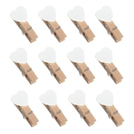 UUYYEO 50 Pieces Mini Heart Wooden Clips Clothespins Photo Paper Peg Pin Craft Decoration Clips White