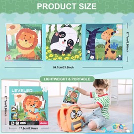 Kids Magnetic Puzzles Toddler Travel Toys Gifts for Kids Ages 3 4 5 6, 3 in 1 Jigsaw Puzzle 37 Pieces Book, Birthday Gifts for Girls and Boys Age 3 4 5 6-Animal Theme，Montessori Learning Education