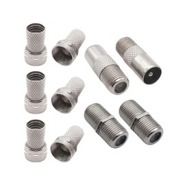 6 Set F Plug Connectors for RG6 Coaxial Cable Nickel Plated Micro Screw/Twist On Aerial Connectors for Satellite TV Sky HD Sky Q Freesat Virgin Media
