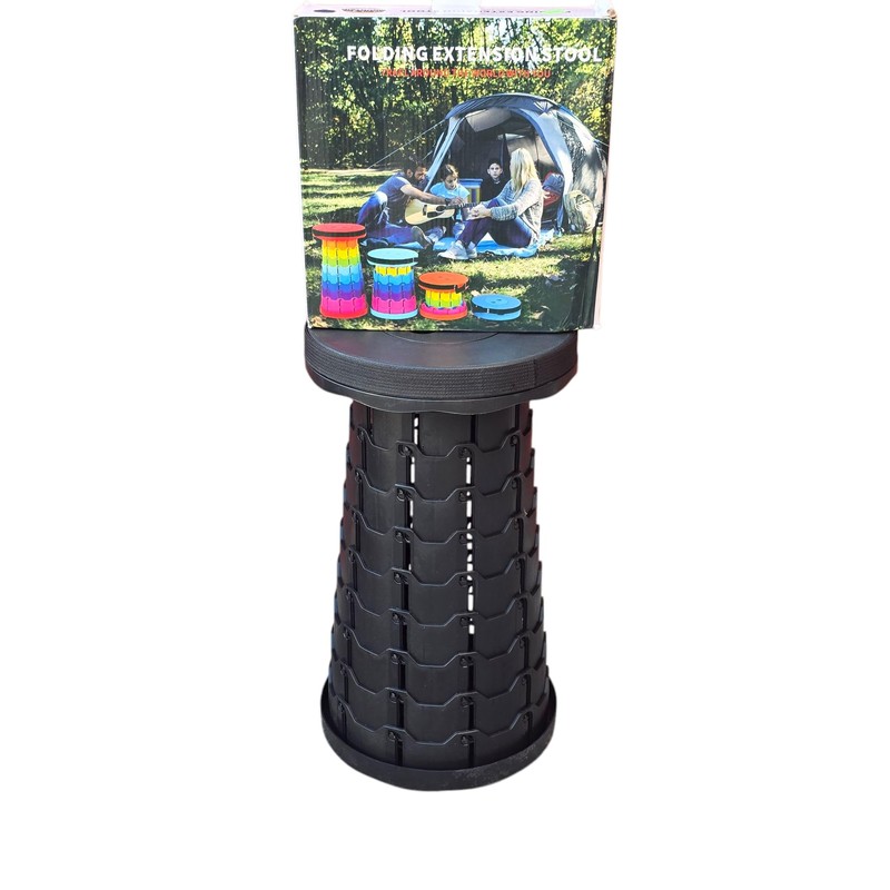 Portable Folding Stool, Retractable Design,Black