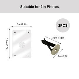 HINGTAI 2Pcs Car Photo Holders Picture Frame Clip Magnetic Acrylic Display Horizontal Vertical Automotive Interior Accessories fit for Polaroid Size 3.5 x 2.4 inch Dashboard Vent