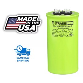 TRADE PRO 60/440USA-R - Round Run Capacitor 60 MFD 440/370V (Made in USA)HVAC DIY