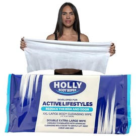 Extra-Large Body Wipe for Adults - 1 unit - Size 24" x 12" - Individually Wrapped – Travel Essential, Rinse-Free Body Wash, Camping & Survival Gear for Hikers, Campers, Fighters, and Gym Goers