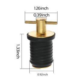 Ciweisah T-Handle Boat Plug Brass/Stainless Steel Boat Drain Plug Snap Handle Plug Rubber Drain Plug for Boat Marine (Brass-1inch)