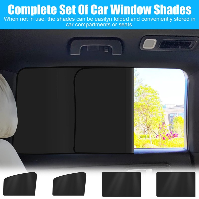 Wowpartspro 4Pcs Magnetic Car Side Window Screen Sun Shade Cover