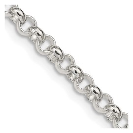 GlittersandGold Sterling Silver 4mm Rolo Chain Necklace