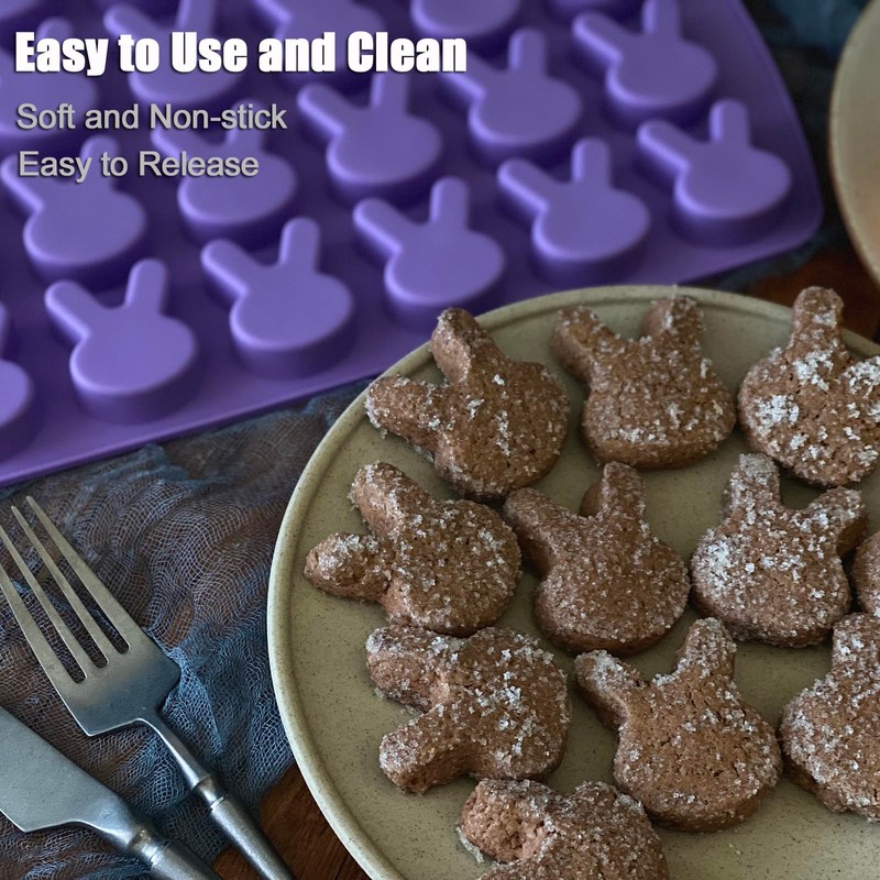 LLchunyun Easter Bunny Silicone Mold for Chocolate 24 Cavities Easter
