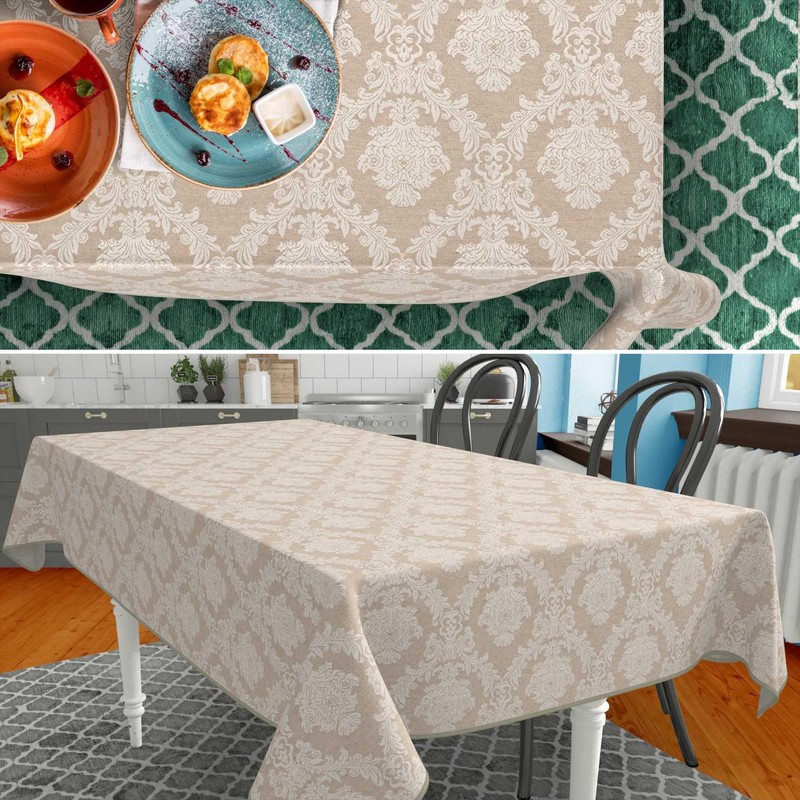 Fabric Tablecloth, Textile Table Linen, Cotton Polyester, Washable, Plain Ornamental