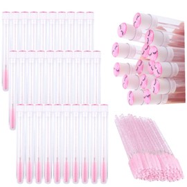 60 unidades de colores mezclados con patrón de pestañas desechables, cepillo de pestañas de diamante, cepillo de maquillaje, varita en tubo sanitario, suministros de pestañas