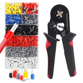 Ferrule Crimping Tool Kit,Wire Ferrule Kit Crimper Connectors，Crimp 4 gauge Self-adjustable AWG23-7 1800PCS Ferrules Electrical Terminal，Crimpers Tools Pin Terminals Ratchet Pliers for Audio,Car,DIY