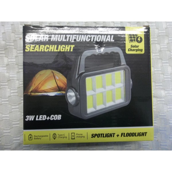 Solar Charging Multifunctiona<wbr/>l Searchlight 3w LED + COB / Flashlight
