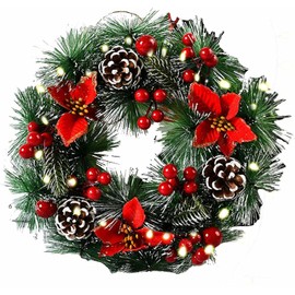 Christmas Wreath Door Wreath Christmas Reusable Artificial Wreath Entrance Door Decoration Fir Wreath Baubles Flowers for Window Door Fireplace Wall Decor