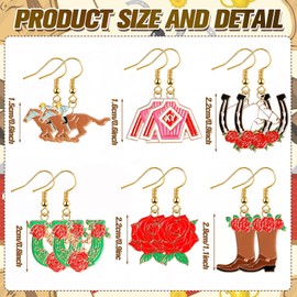 Nosiny 12 Pcs Horse Racing Derby Earrings for Women Riding Suit Dangle Earrings Race Day Fan Decors Horseshoe Jewelry