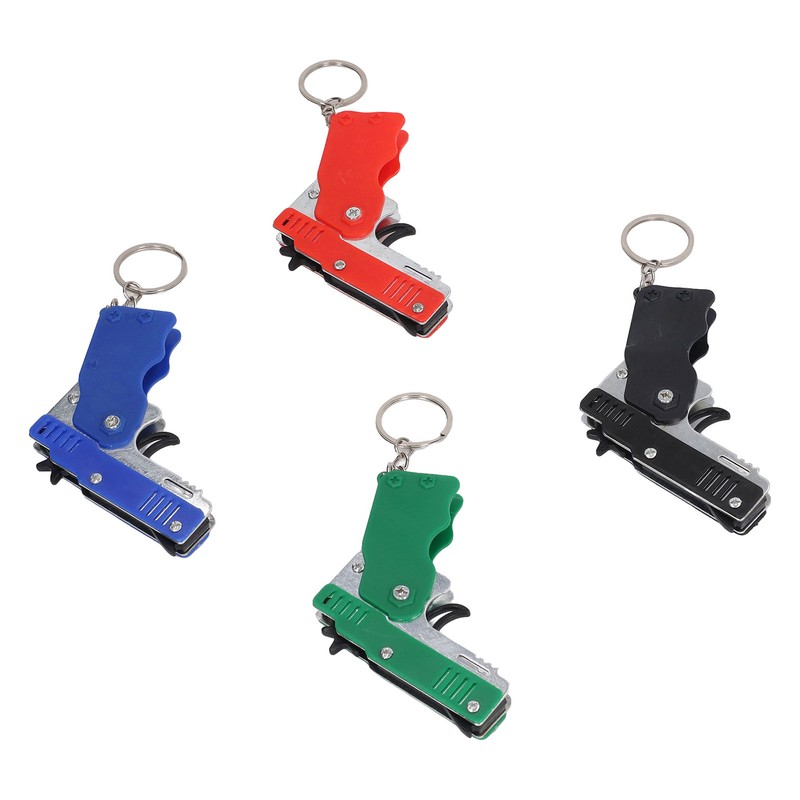 4pcs Rubber Band Launcher Toy Foldable Mini Portable Metal Rubber