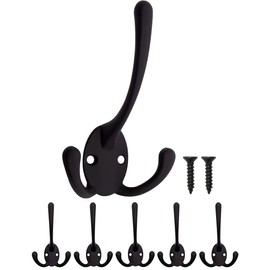 Fuxxer® 5x Classic Coat Hooks Wall Hooks Triple Hooks for Clothes Vintage Black